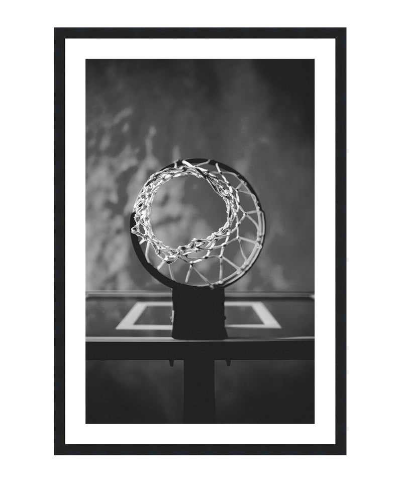 Basketball Hoop Poster, Sports Wall Art, Black and White Print