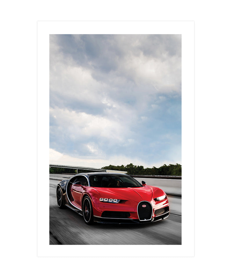 Red Bugatti Chiron Poster, Sports Car Wall Art, Car Wall Decor