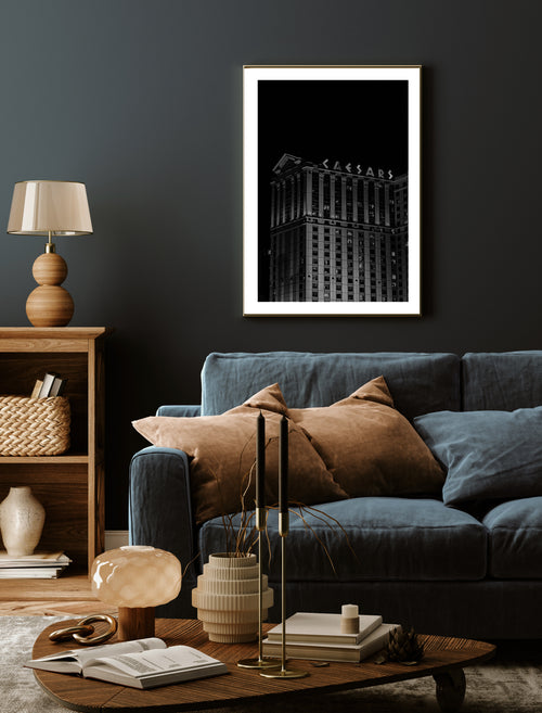 Caesars Building Poster, Black and White Poster, Fashion Wall Art