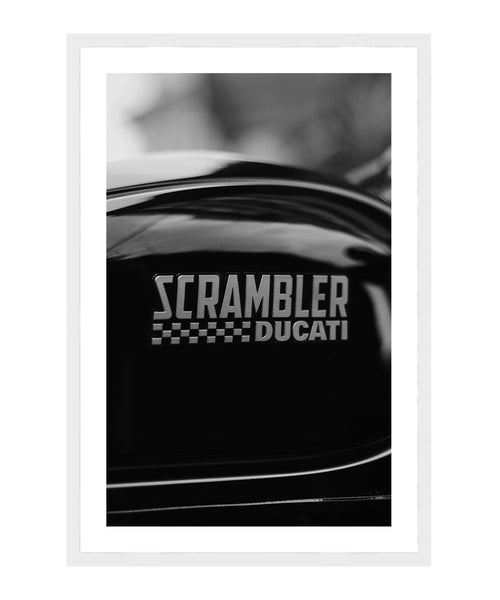 Ducati Scrambler Poster, Motorcycle Wall Art, Black and White Print