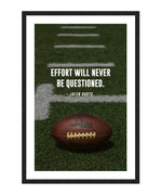 Effort Will Never Be Questioned Poster, American Football Typography Wall Art, Jalen Hurts Motivational Print