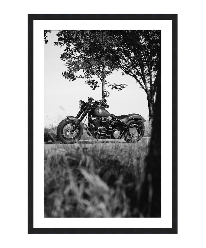 Harley Davidson Motorcycle Poster, Motorcycle Wall Art, Black and White Print