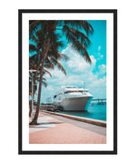 Miami Yacht Poster, Luxury Yacht in Miami City Wall Art, Miami Yacht Photograph Print