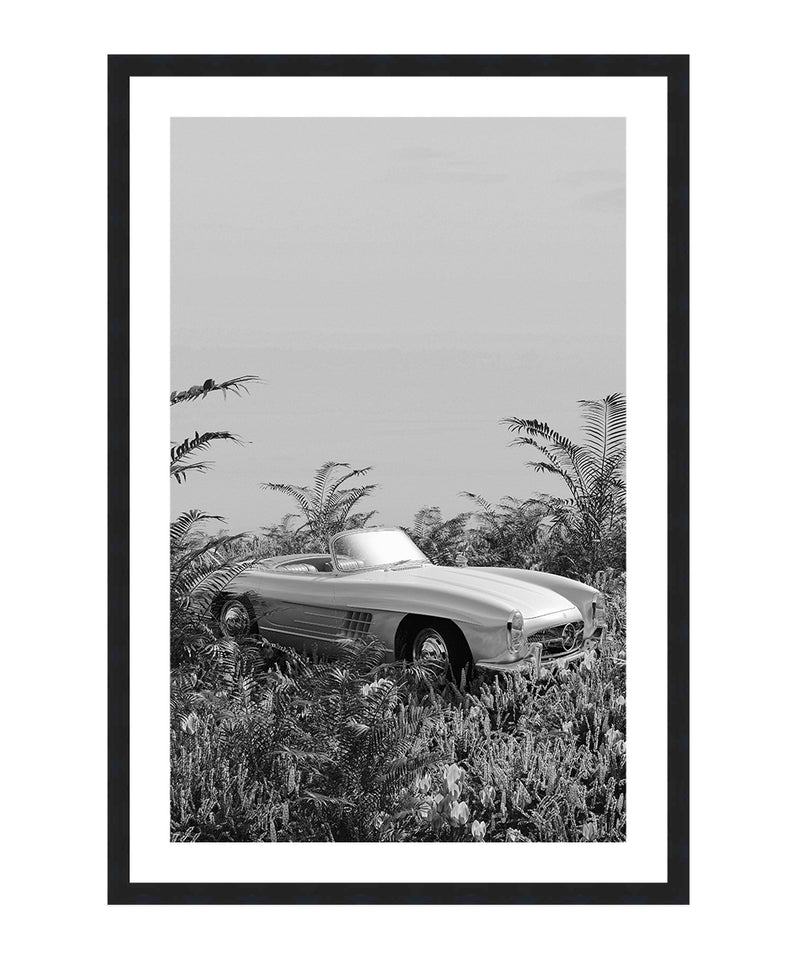 Mercedes-Benz 300 SL Poster, Car Wall Art, Black and White Print