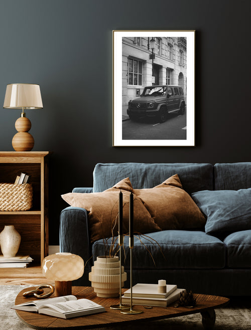 Mercedes Benz G-Class Poster, Car Wall Art, Black and White Print