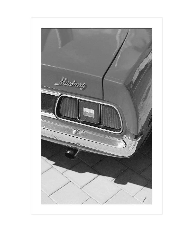 Mustang Classic Poster, Car Wall Art, Black and White Print