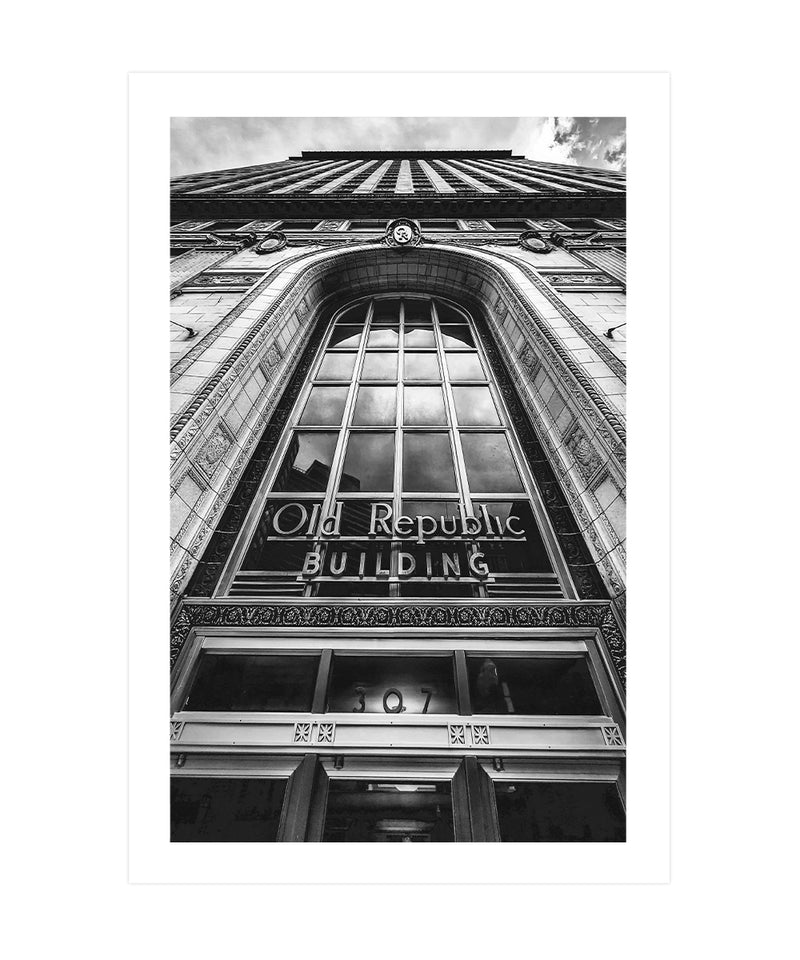 Old Republic Building Black and White Poster, Fashion Wall Art