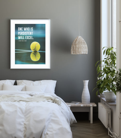 One Who Is Persistent Will Excel Poster, Tennis Sports Typography Wall Art, Venus Williams Motivational Print