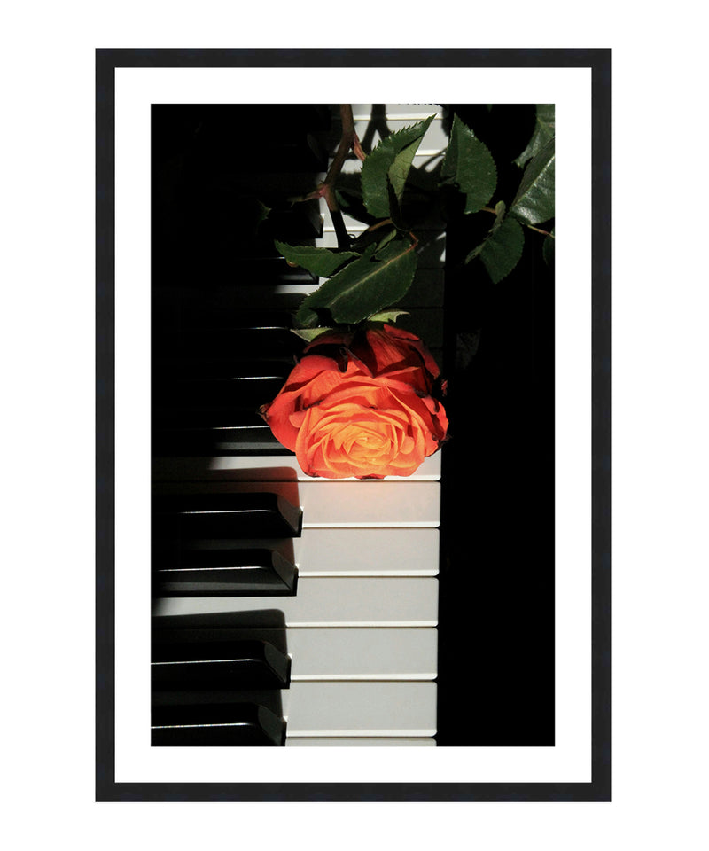 Piano and Flower Poster, Piano and Flower Wall Art, Music and Flower Decor Print
