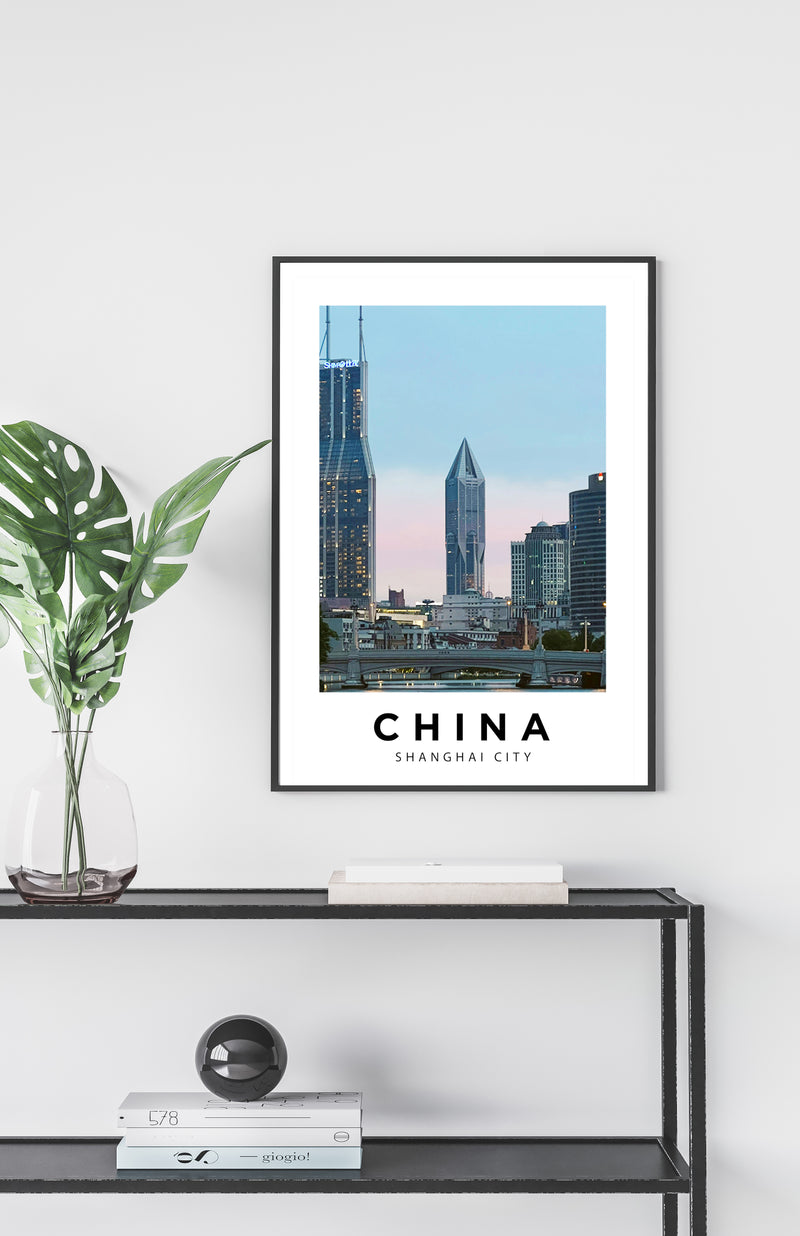 Shanghai City China Poster, City Wall Art