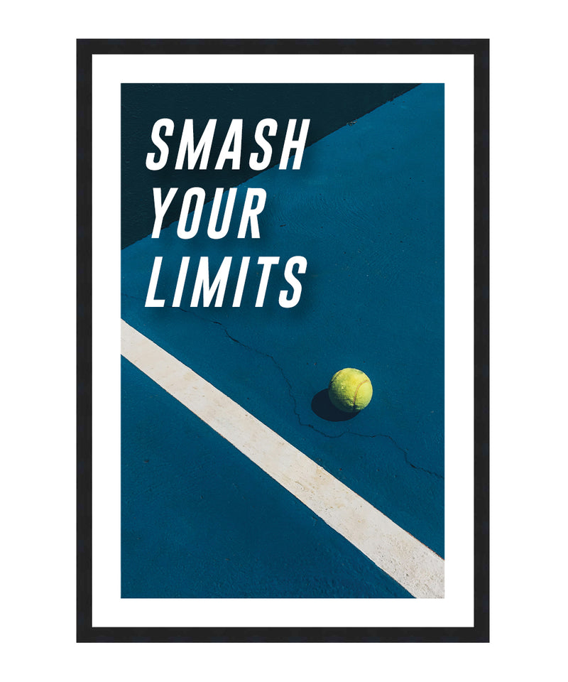 Smash Your Limits Poster, Tennis Sports Typography Wall Art, Motivational Print