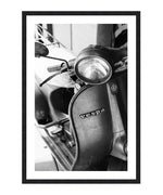 Vespa Scooter Poster, Motorcycle Wall Art, Black and White Print