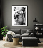 Vespa Scooter Poster, Motorcycle Wall Art, Black and White Print