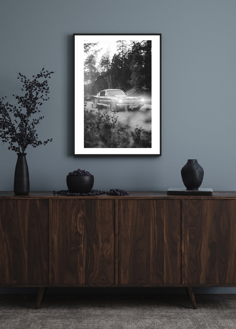 Shelby GT-350H Mustang Poster, Vintage Mustang Photography, Black and White Classic Car Wall Art