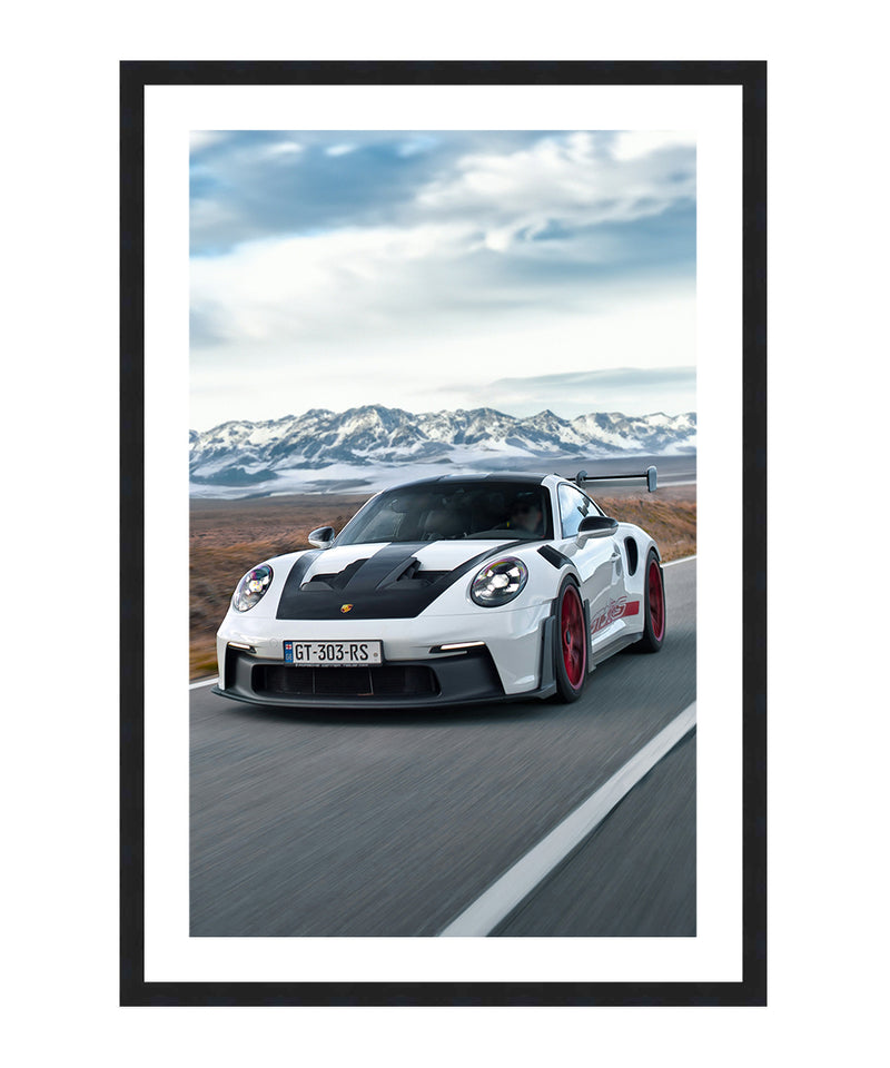 White GT 4rs Poster, Vintage Mustang Photography, Classic Car Wall Art