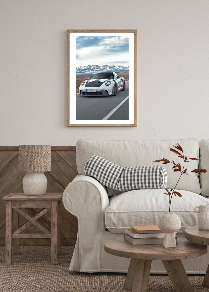 White GT 4rs Poster, Vintage Mustang Photography, Classic Car Wall Art