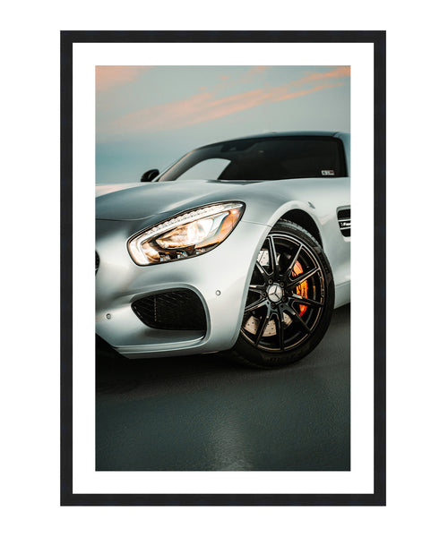 Silver Mercedes Poster, Car Wall Art, Mercedez Classic Print