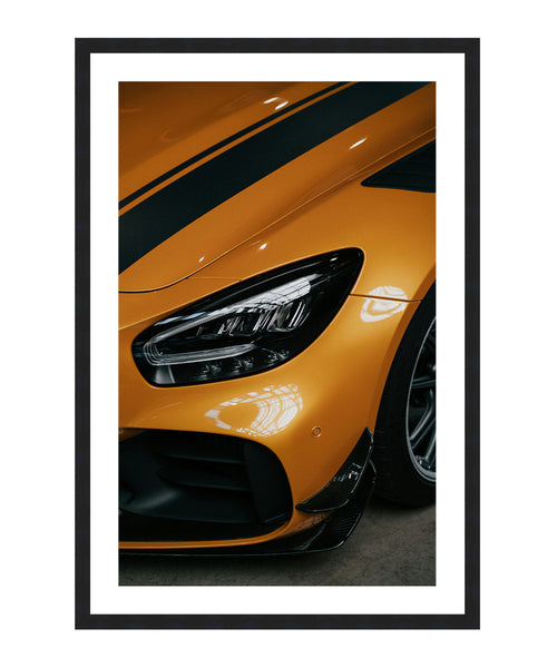 Yellow Mercedes  Poster, Car Wall Art, Mercedez Classic Print