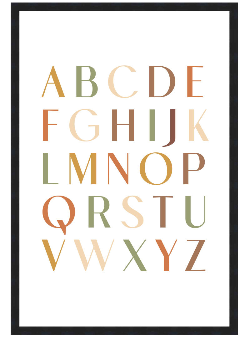Neutral ABC Alphabet Poster, Kids Room Alphabet Wall Art, Children's Room Decor Print