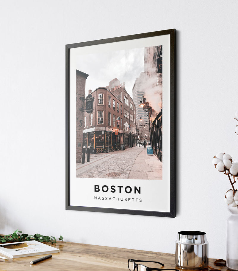 Boston Street Poster, Boston Wall Art, Boston Photograph Print