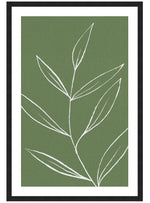 Green Botanical Line Art No. 1 Poster, Plant Line Drawing Wall Art Print
