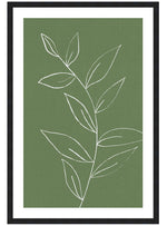 Green Botanical Line Art No. 2 Poster, Plant Line Drawing Wall Art Print