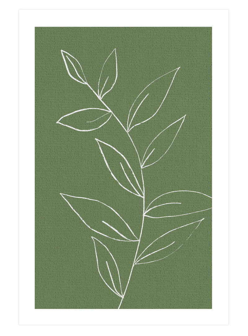 Green Botanical Line Art No. 2 Poster, Plant Line Drawing Wall Art Print