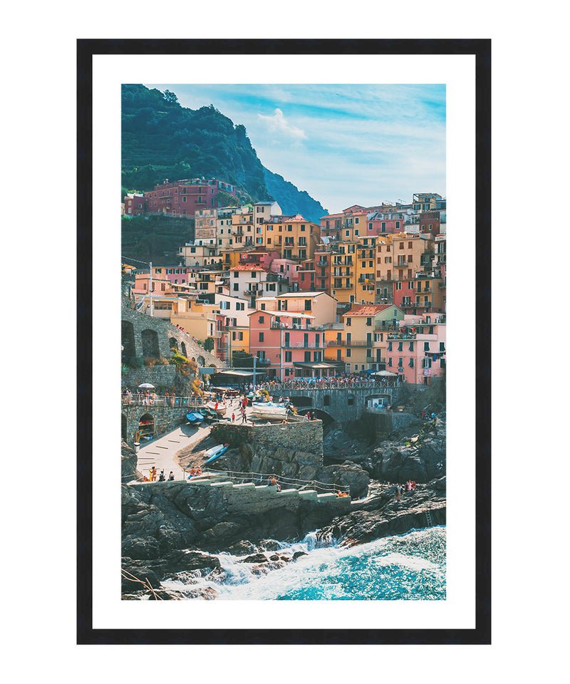 Colorful Houses in Manarola Cinque Terre Italy Poster, Travel Wall Art