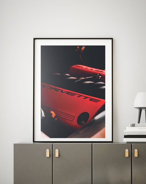 Corvette Engine Poster, Corvette Motor Wall Art, Chevrolet Car Print