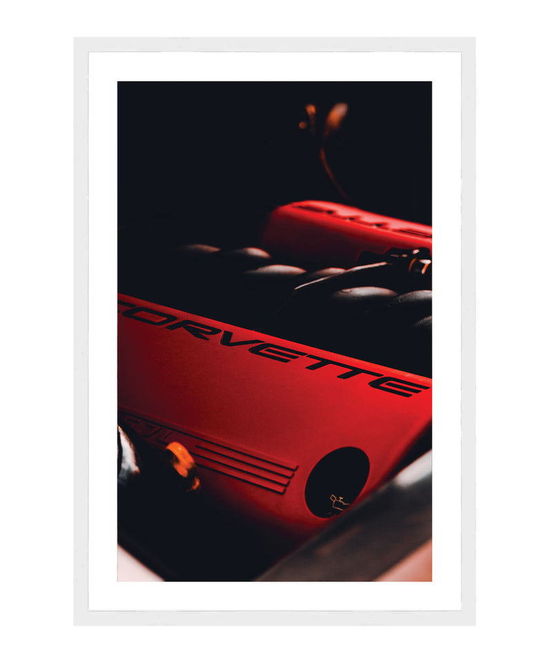 Corvette Engine Poster, Corvette Motor Wall Art, Chevrolet Car Print