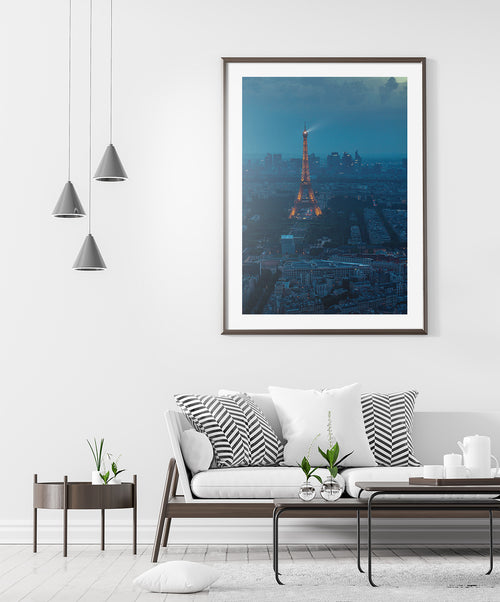 Eiffel Tower at Dusk Poster, Paris Wall Art, France Travel Wall Decor