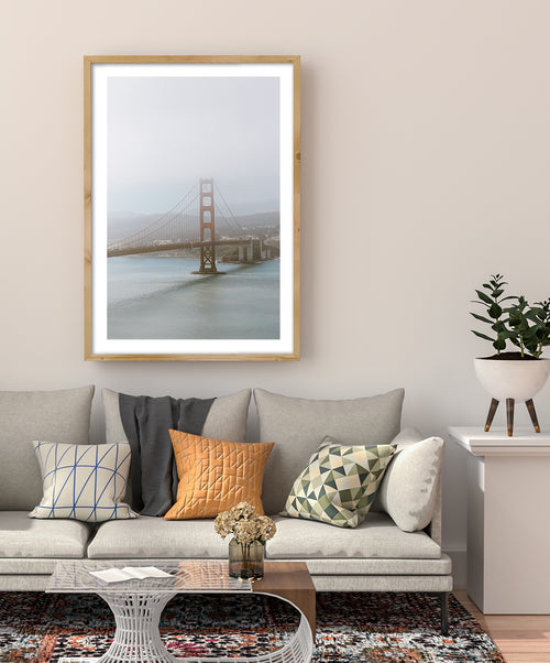 Foggy Golden Gate Poster, San Francisco Wall Art, Bridge Wall Decor