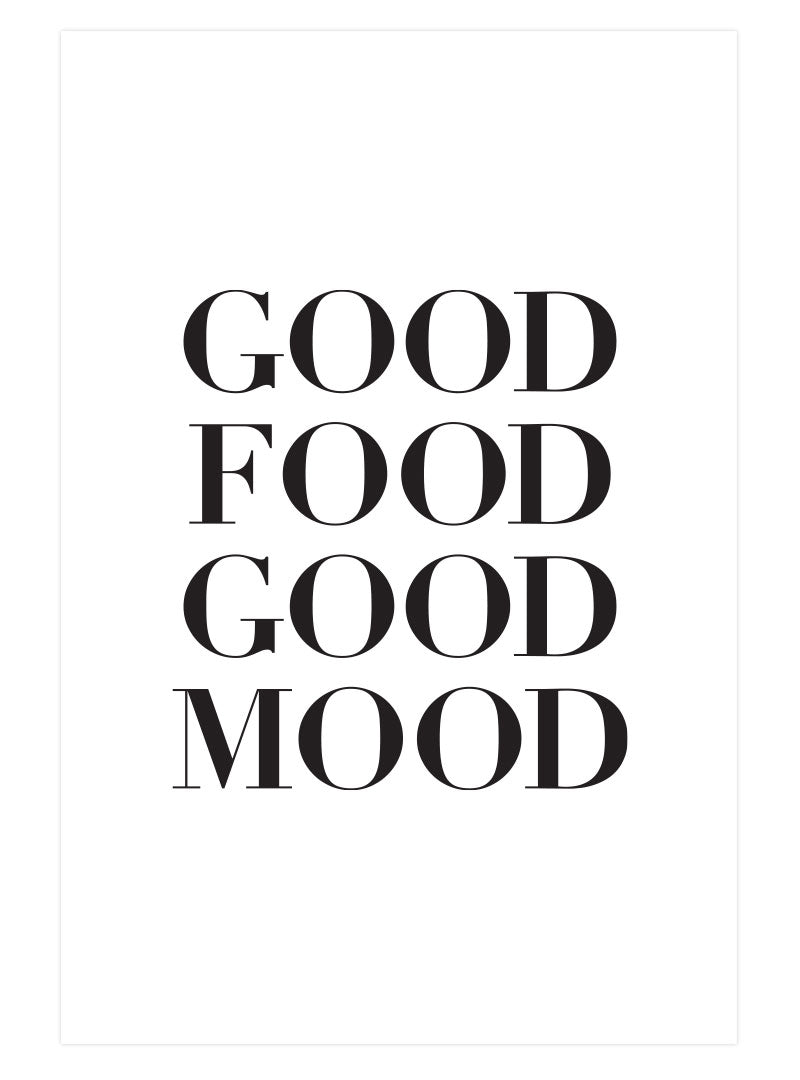 Good Food Good Mood Print, Kitchen Quote Wall Art, Funny Quote Dining Room Print