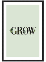 Grow Typography Poster, Greenery Plant Wall Art, Botanical Typography Print