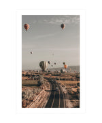 Hot Air Balloon in Road Aerial View Poster, Travel Wall Art