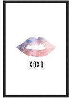 XOXO Lip Watercolor Poster, Lipstick Wall Art, Girls Room Decor Print