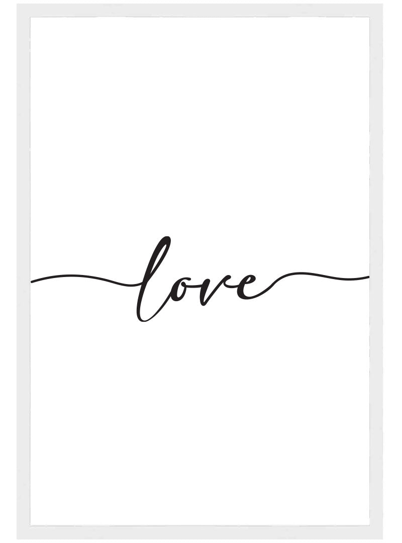 Script Love Poster, Love Wall Art, Black and White Line Art Typography Print