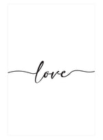Script Love Poster, Love Wall Art, Black and White Line Art Typography Print