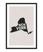 New York State Shape Typography Poster, New York Type Wall Art Print