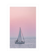 Pink Sail Poster, Boat Wall Decor Print, Beach Wall Art