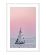 Pink Sail Poster, Boat Wall Decor Print, Beach Wall Art