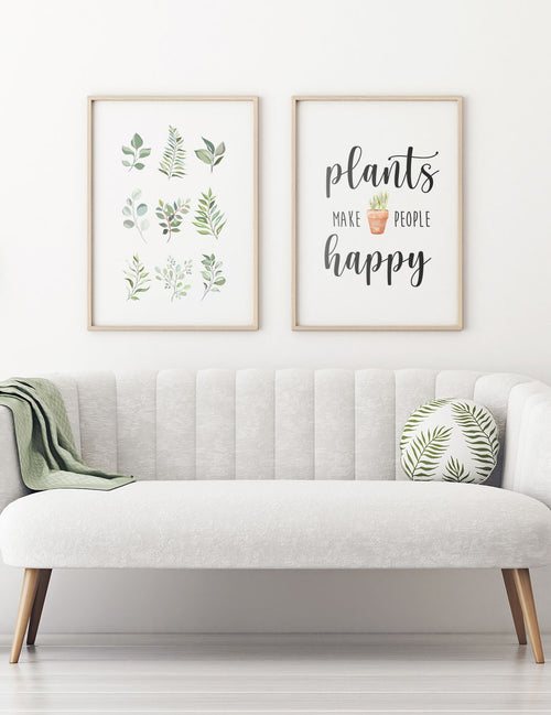 Plants Make People Happy Poster, Plant Quote Wall Art, Happy Quote Print