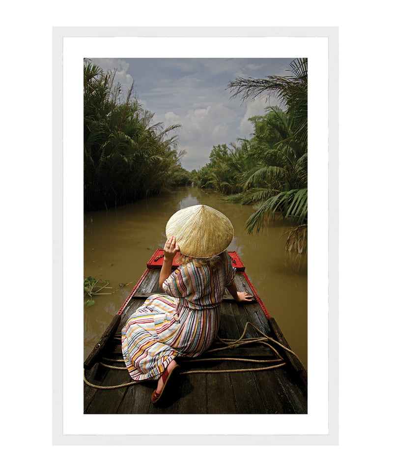 Boat in Mekong River Vietnam Poster, Boat Wall Decor Print, Travel Wall Art