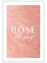 Rosé All Day Poster, Wine Quote Wall Art, Pink Rose Wall Decor Print