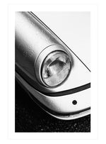 Vintage Porsche 911 Headlight Poster, Porsche Wall Art, Black and White Carrera Print