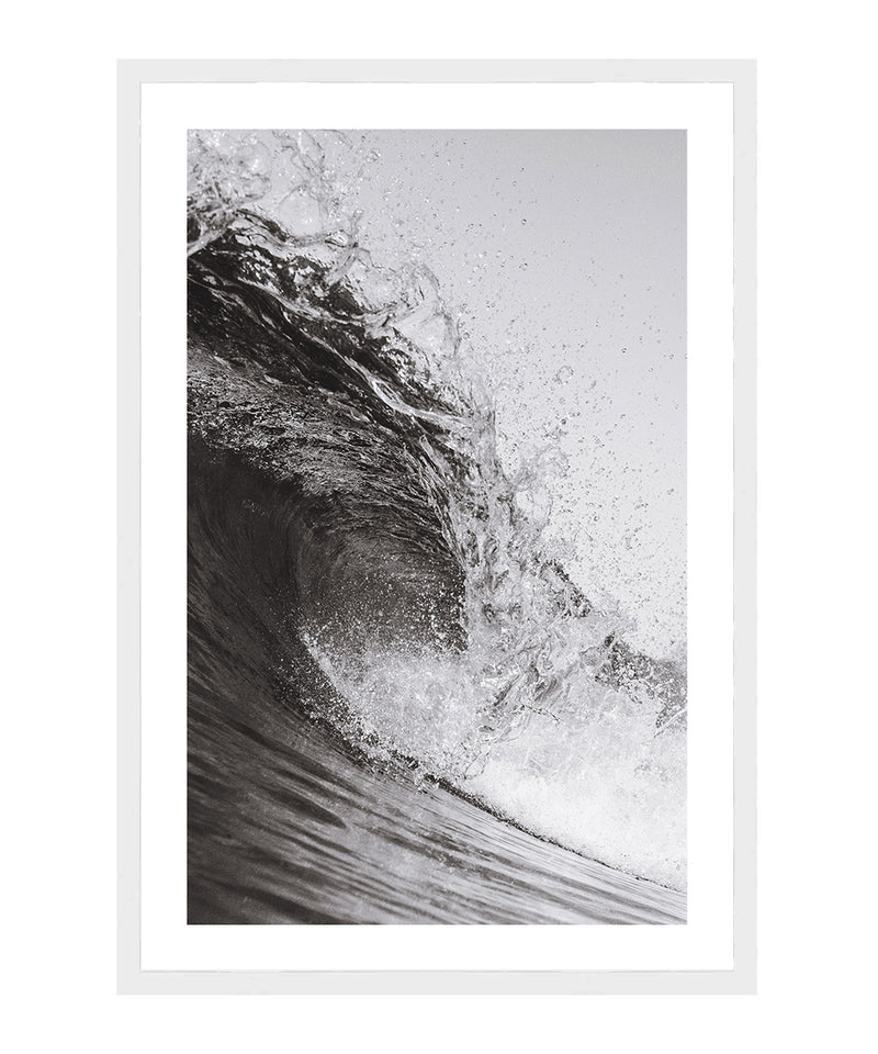 Black and White Barrel Wave Poster, Beach Travel Wall Art, Surfing Wall Decor