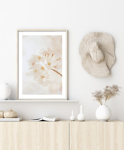 White Cherry Blossom Poster, Floral Wall Art, Flower Decor Print