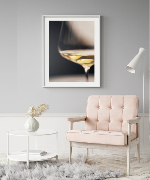 White Wine Poster, Wine Glass Wall Art