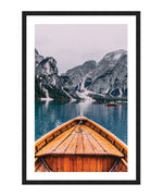 Lake Braies Boat Poster, Dolomites Italy Photography Wall Art, Travel Poster