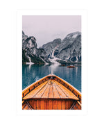 Lake Braies Boat Poster, Dolomites Italy Photography Wall Art, Travel Poster